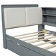 preview thumbnail 10 of 32, Wood Twin Size Platform Bed with Trundle, Shelves and Storage Headboard, Gray