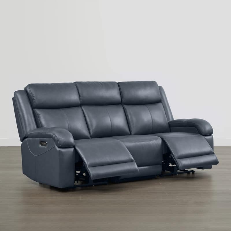 Spruce & Spring Hadlee Genuine leather Reclining Sofa with Multi-Function Console.
