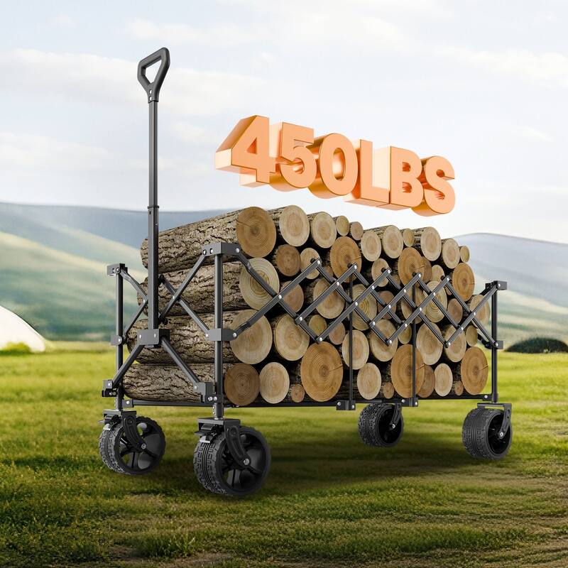 Collapsible Garden Wagon 450LB Capacity Outdoor Folding Cart - 48.03 × 23.62 × 24.02 in