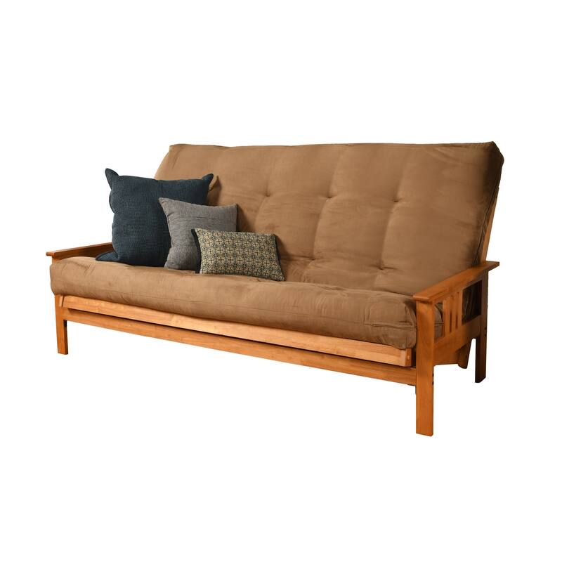 Butternut Finish Hardwood Queen-size Futon Set with Suede Mattress