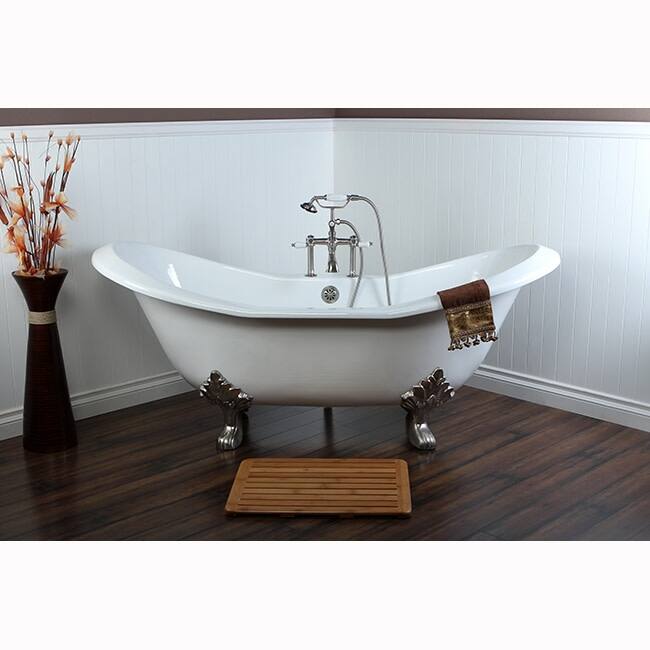 Kingston Brass Aqua Eden 72" Clawfoot Cast Iron Soaking Tub with
