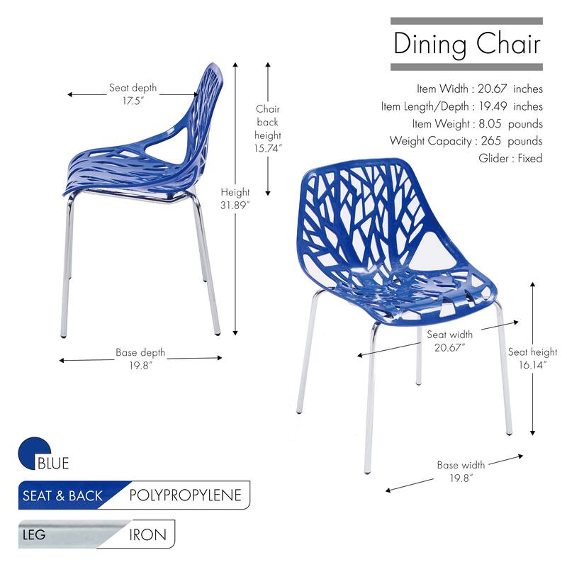 Porthos Home Paola Dining Chairs Set Of 2, Plastic Back, Iron Legs