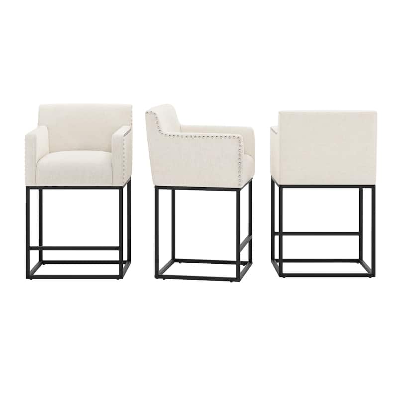 LUE BONA Modern Counter Height Bar Stools Fabric Upholstered Counter Stool - 26"H