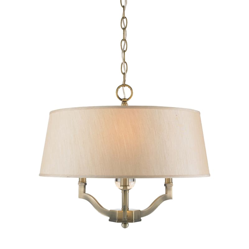 Wry Lighting Waverly 3-light Semi-Flush Mount in Aged Brass