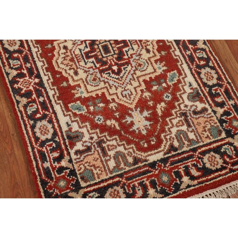 Geometric Heriz Serapi Oriental Foyer Rug Handmade Wool Carpet - 2'6"x 5'9"