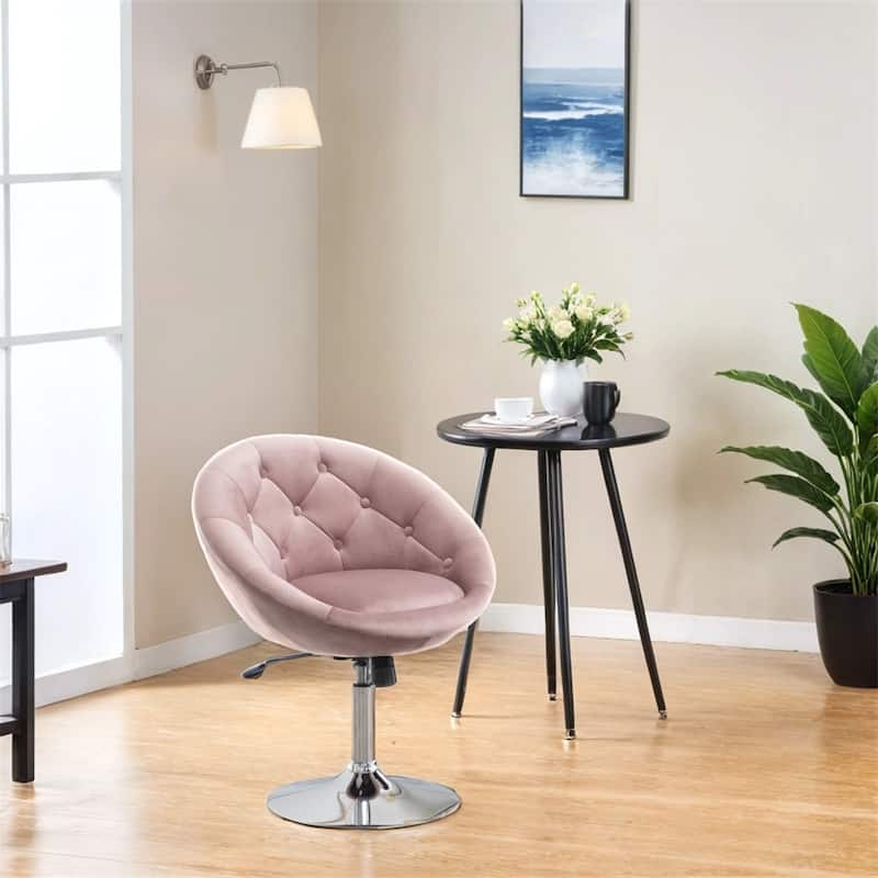 Velvet Upholstered Tufted Back Swivel Accent Chair