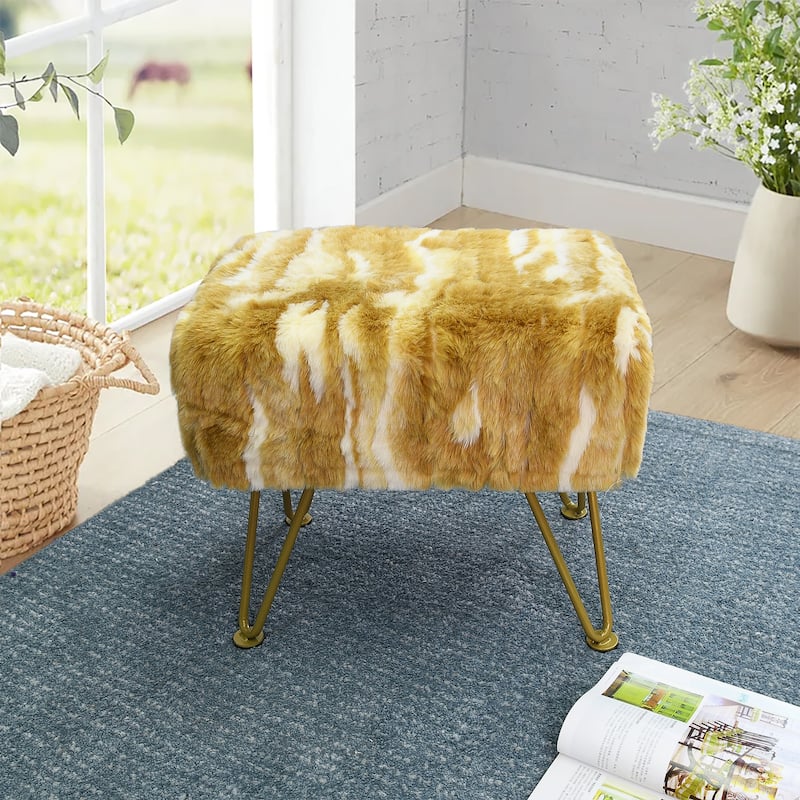 Home Soft Things Soft Fauxfur Ottoman Fuzzy Entryway Bench Seat