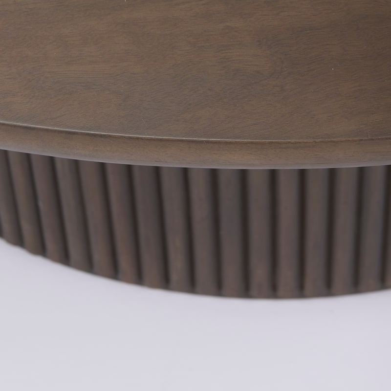 Terra 48L x 48W x 15H Dark Brown Wood Round Fluted Coffee Table