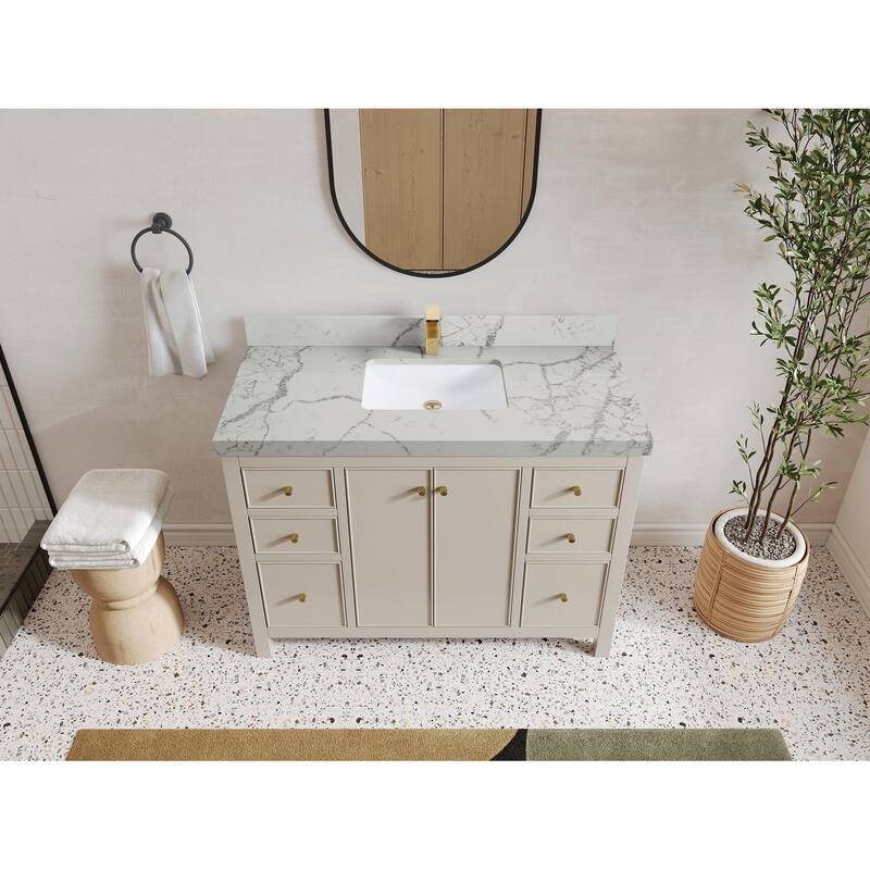 Willow Collections 48 in. W x 22 in. D Chicago Single Sink Bathroom Vanity with Countertop - 2” Venatino - Fine Grain