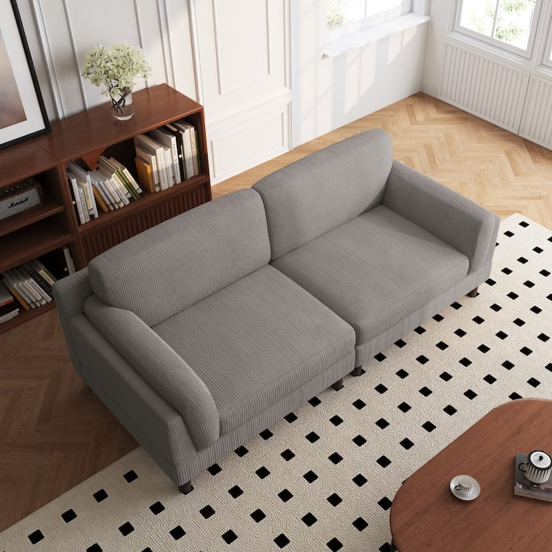 90" Oversized Corduroy Living Room Sofa With Reversible Cushions