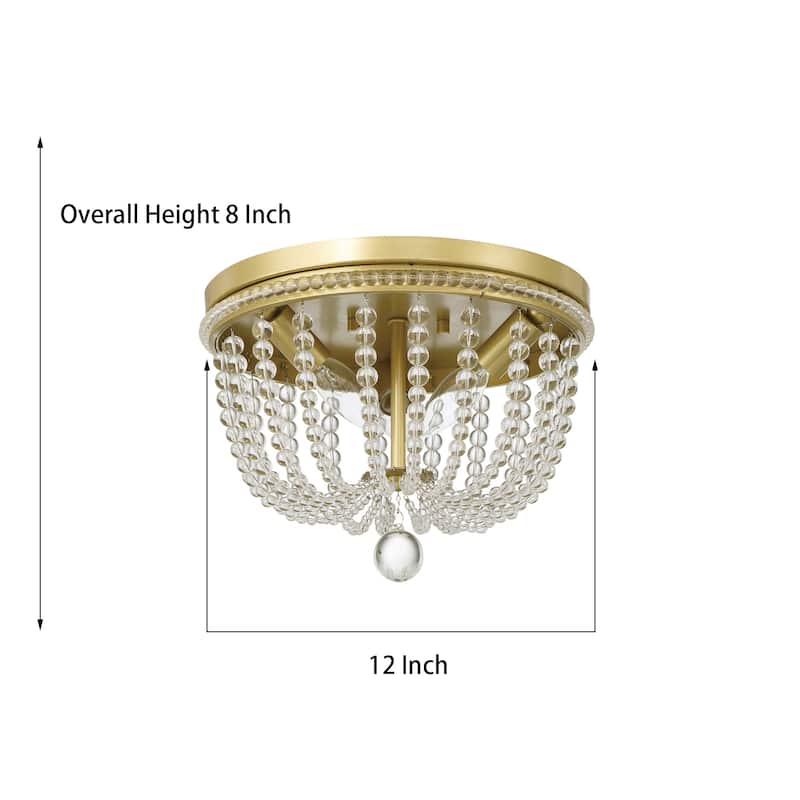 Frenia 3-light Beaded Gold Flush Mount Ceiling Light - 12'' D * 8.07'' H