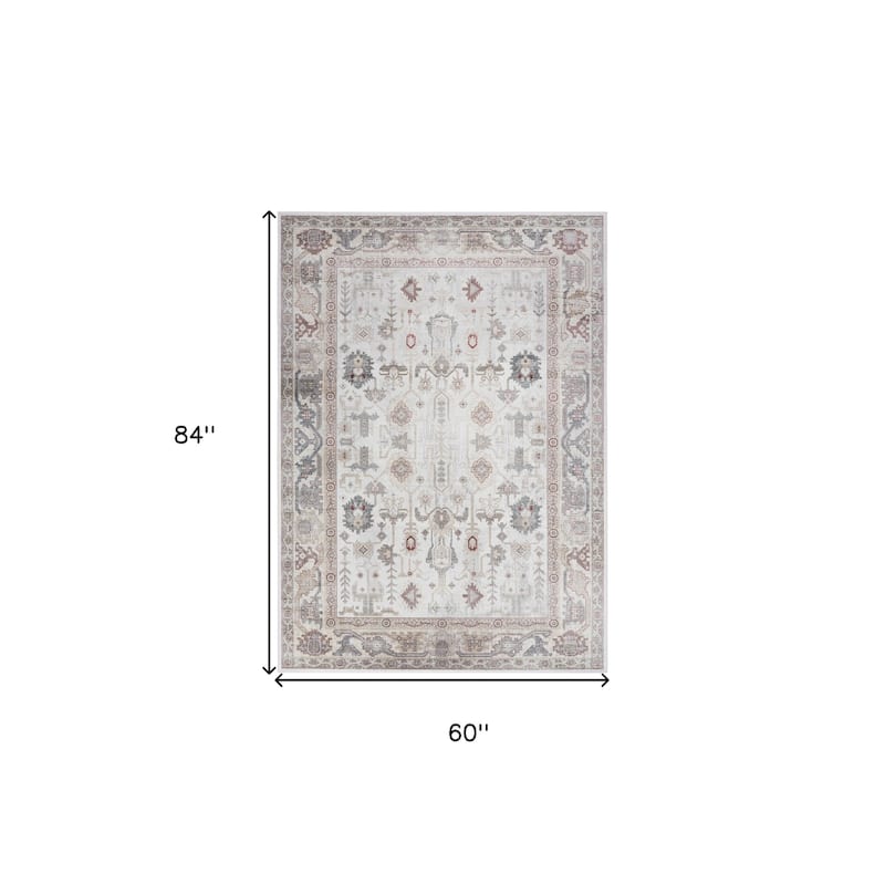 Lama Power Loomed Distressed Non Skid Stain Resistant Low Pile Area Rug By HomeRoots - 84' X '60' X '0.2
