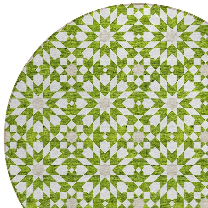 HomeRoots Floral Medallion Transitional Rectangle Outdoor Rug