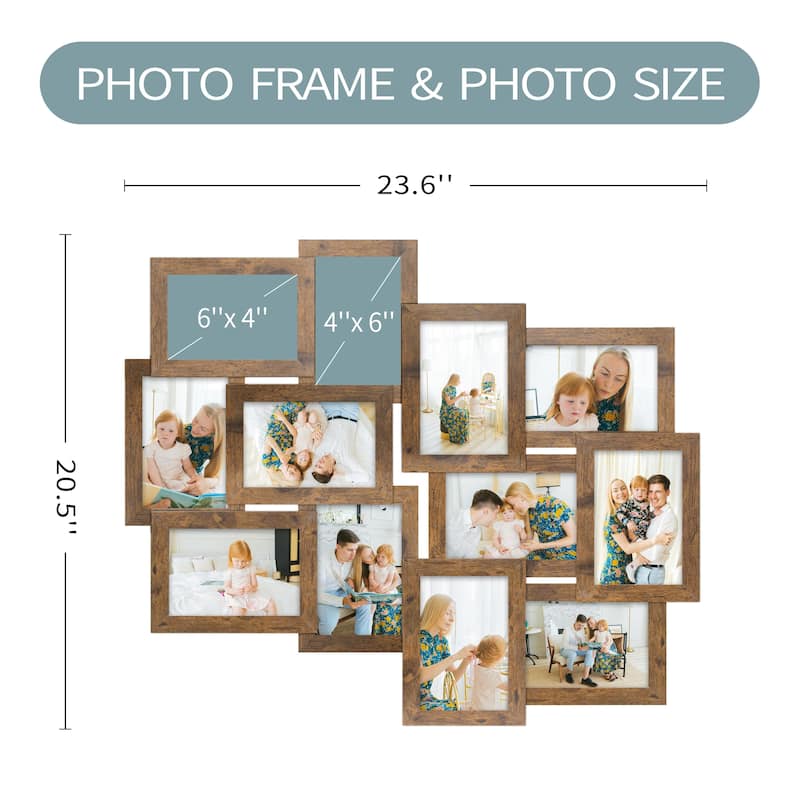 HELLO LAURA Modern Stylish 12-Opening Puzzle Photo Collage Wall Frame