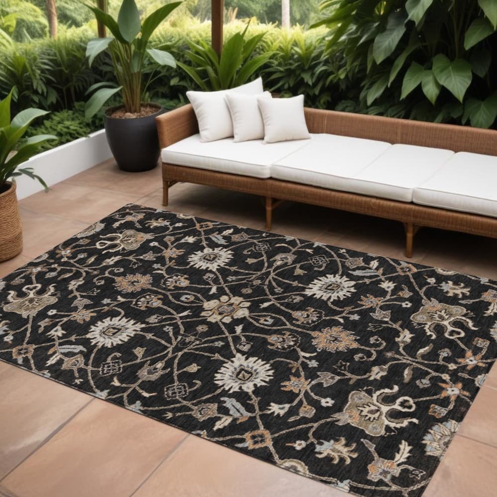 HomeRoots Floral Traditional Rectangle Outdoor Rug