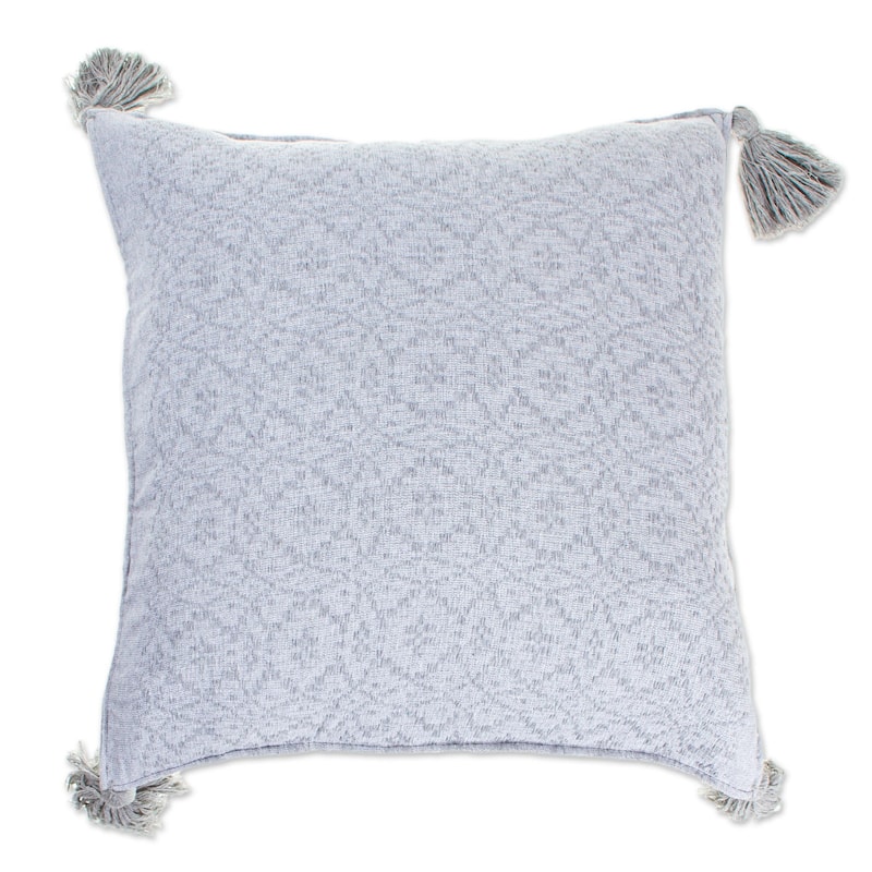 Novica Handmade Oaxaca Diamonds In Ash Grey Cotton Cushion Cover