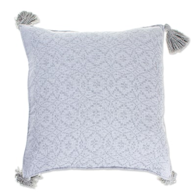 Novica Handmade Oaxaca Diamonds In Ash Grey Cotton Cushion Cover