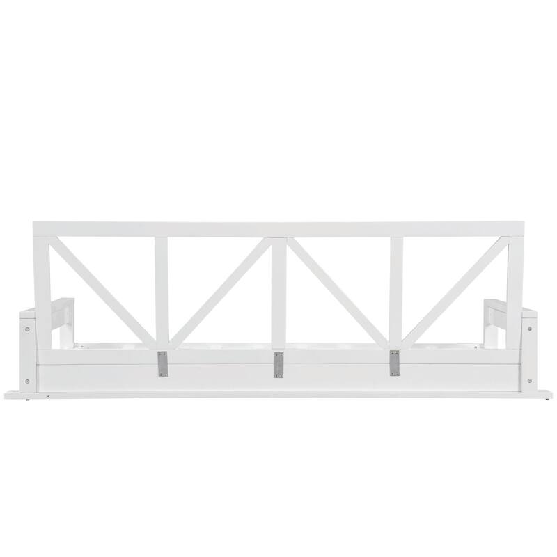 Twin Size Patio Swing Bed Modern Porch Swing Hanging Bed Frame with 16.4ft Hemp Ropes