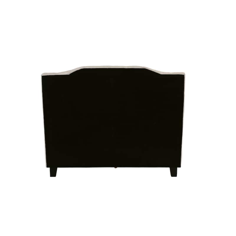 Traditional Style 1pc Bed Set Button Tufted Headboard Off White Finish Bedroom Furniture