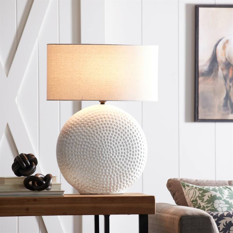 Notched Table Lamp with Drum Shade - 26.25" - White