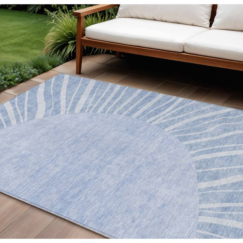 HomeRoots Abstract Transitional Rectangle Outdoor Rug - 8' X 10'