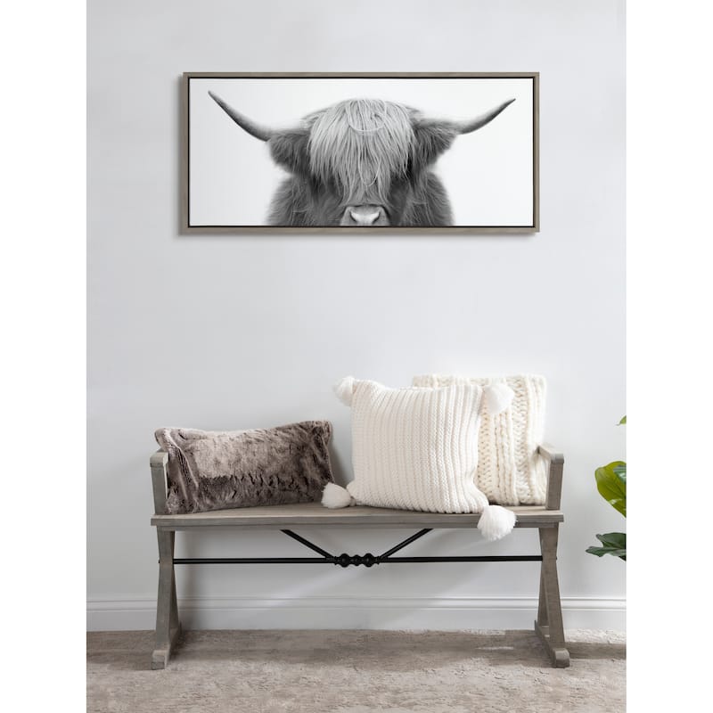 Kate and Laurel Highland Cow Frame Canvas by The Creative Bunch Studio