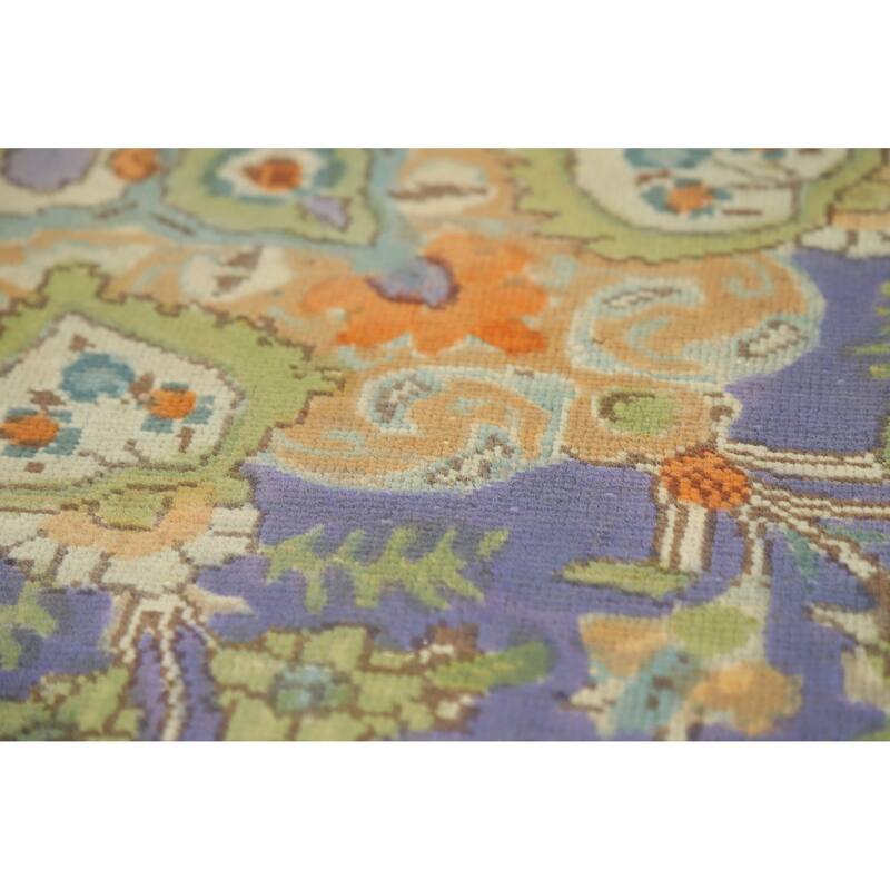 Hand Knotted Oriental 100% Wool Carpet Traditional Floral Purples Tabriz Area Rug - 11' 0'' X 8' 2''