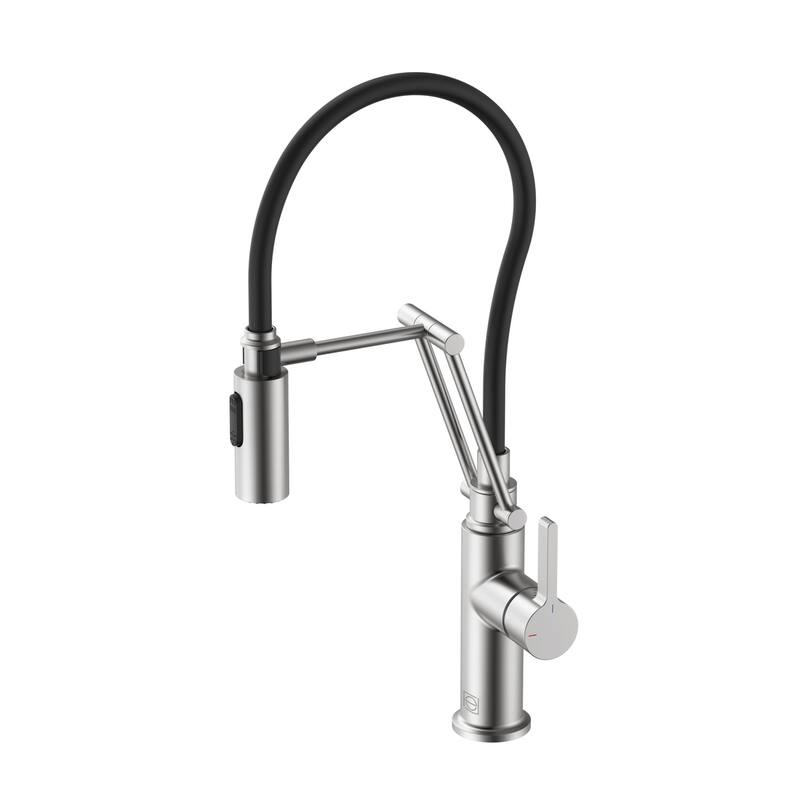 Indigo Home Single Handle Pull Down Sprayer Kitchen Faucet - Brushed Nickel