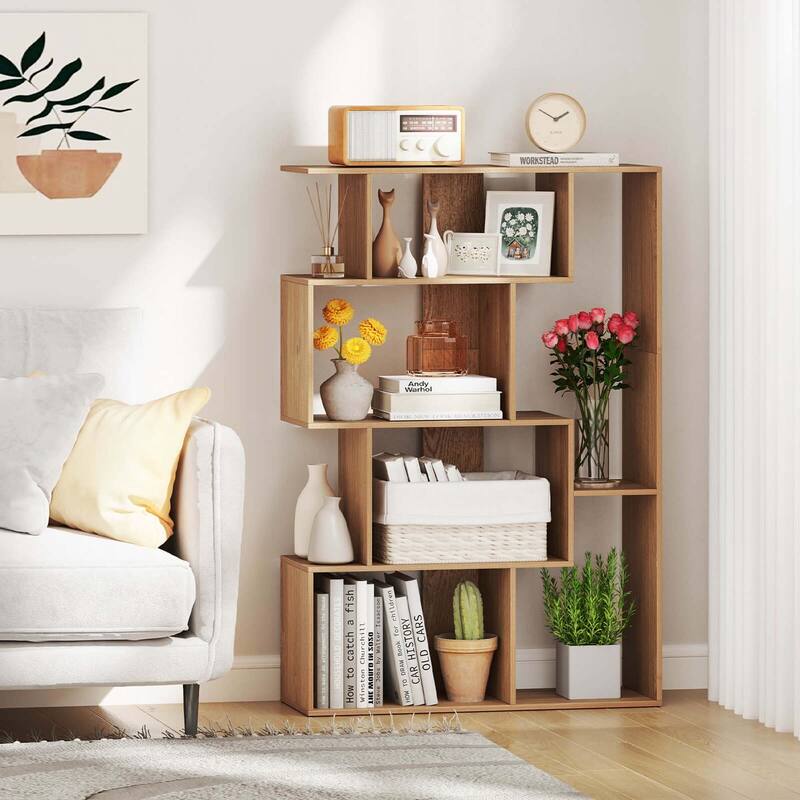 Costway 47" Open-back Geometric Bookshelf Home 6-Cube Large Bookcase - See Details
