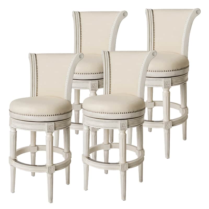 Maven Lane 31" Pullman Swivel Bar Height Kitchen Stool - Set of 4 - White Oak