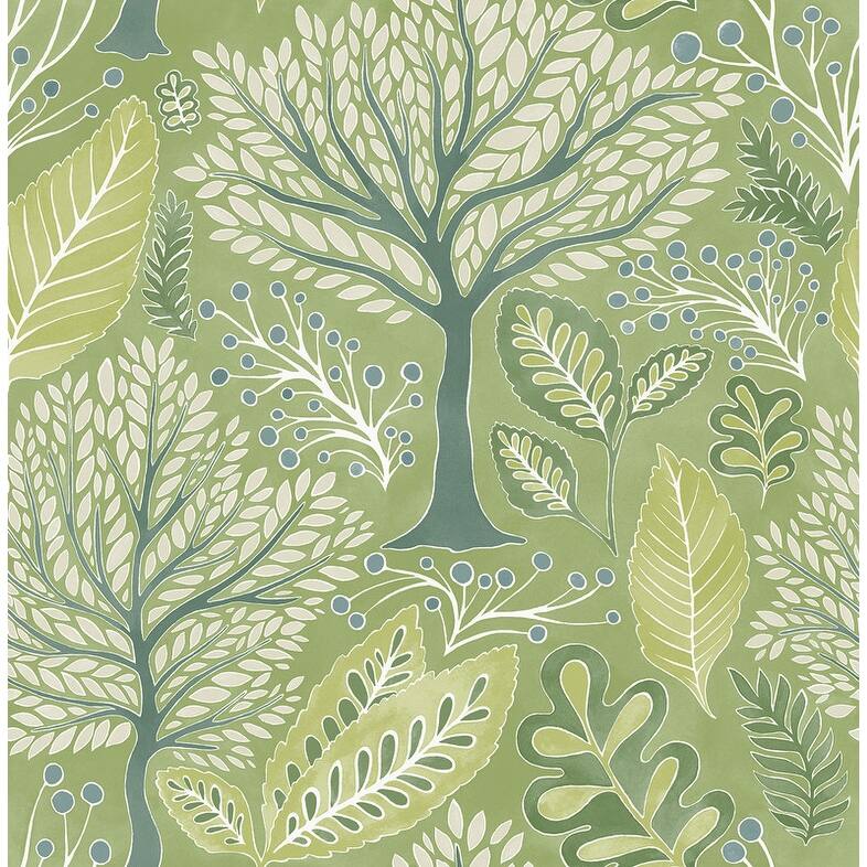 Advantage Kiah Green Forest Wallpaper - Green