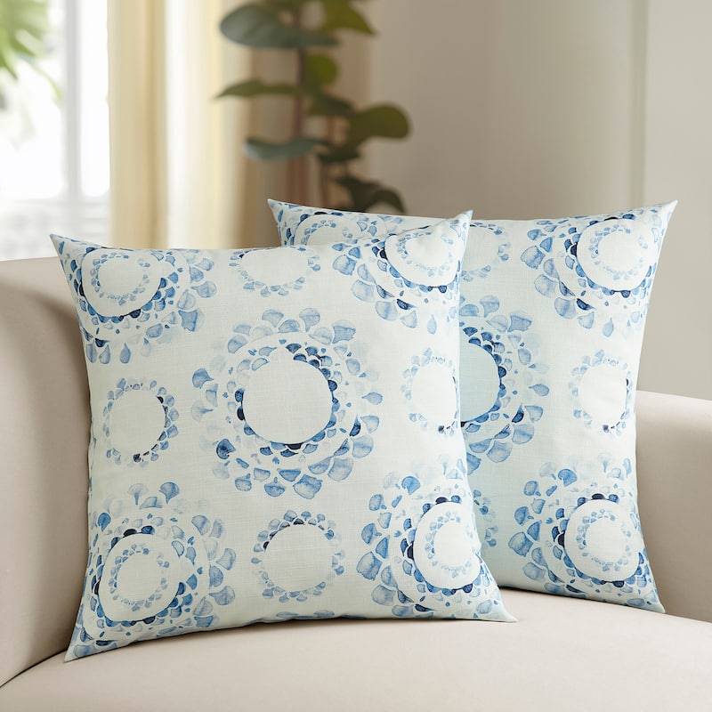 Exclusive Fabrics Printed Cotton Throw Pillow Covers 18 X 18 - Textured Decorative Pillow Covers (Set of 2)