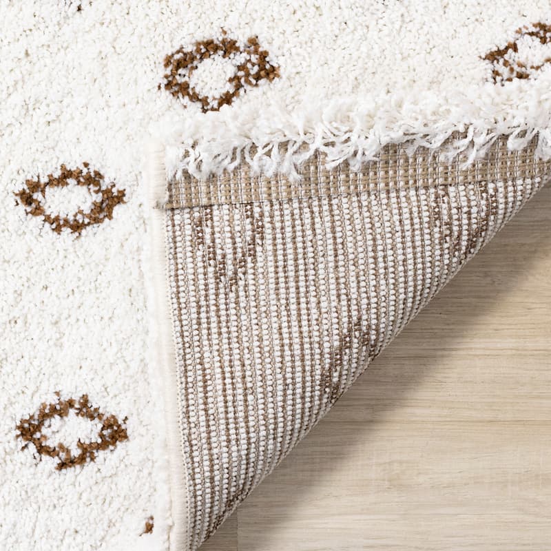 Shiloh Collection - Cream Rust Diamonds Super Soft Thick Area Rug