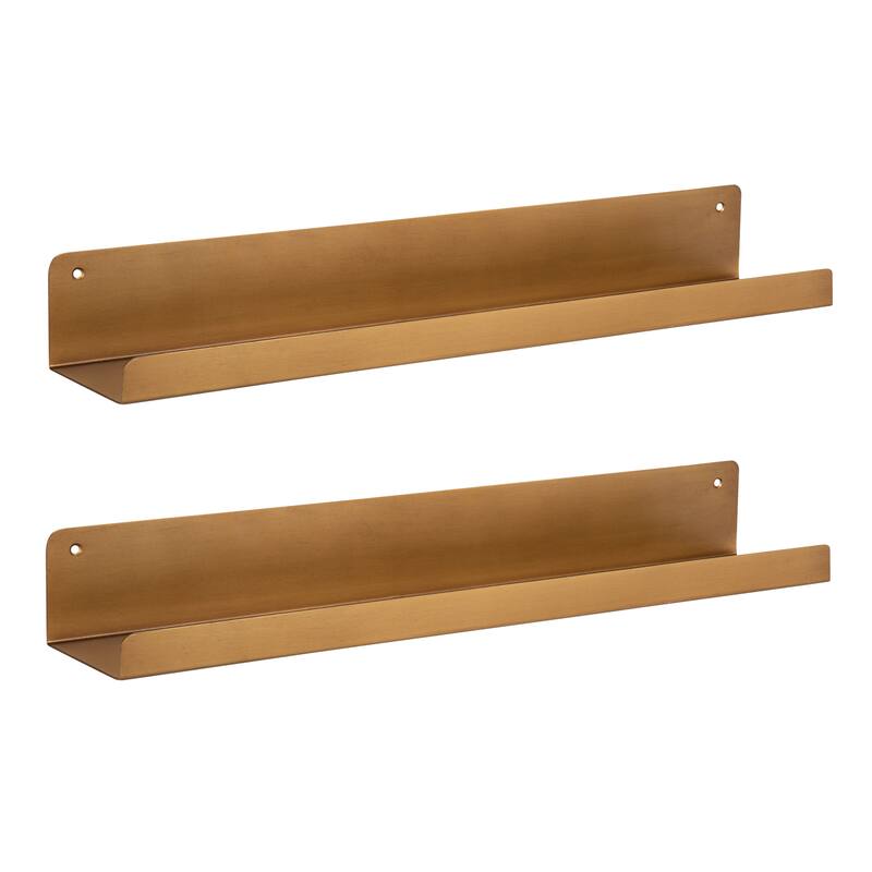 Porch & Den Stringtown Modern Metal Ledge Shelf - 2 Piece - 24" - Gold
