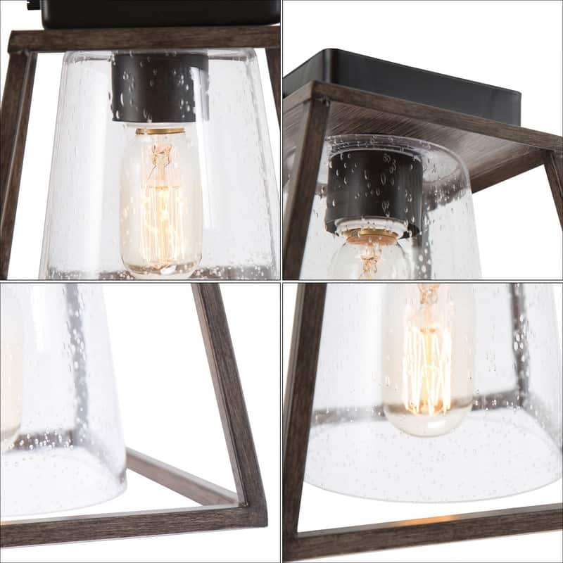 Modern Farmhouse 1-light Cage Glass Flush Mount Lights for Kitchen Dining Room - W7.9 x L7.9 x H7.3