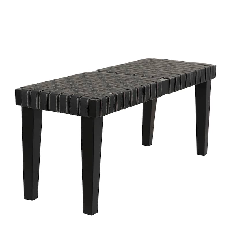 Wood Woven Bench - Black or Brown - Roche River Decor