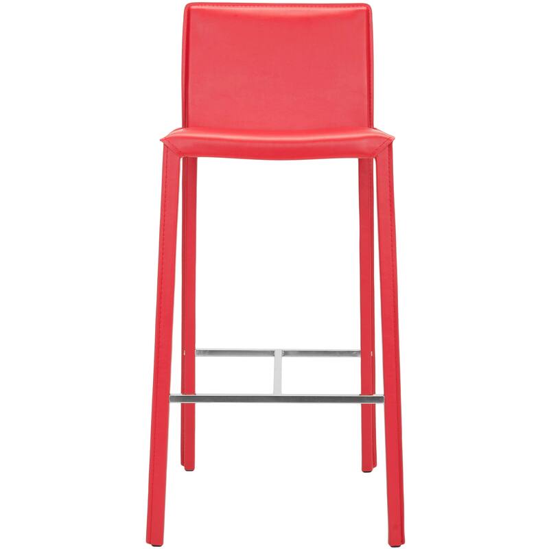 SAFAVIEH Marilynn Mid-Century 30-inch White Leather Bar Stool (Set of 2) - 18.3" x 19.7" x 39.4" - 18Wx20Dx39H