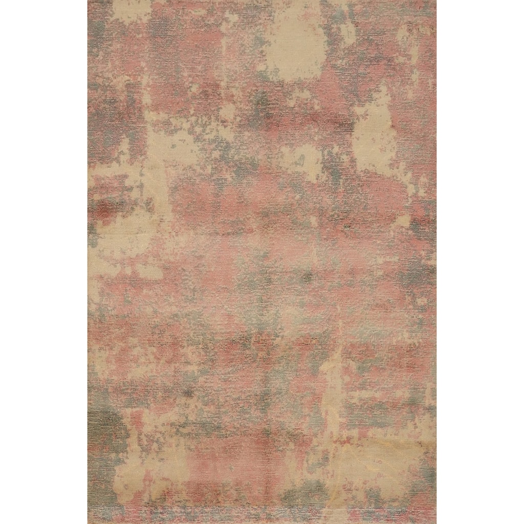 Hand Knotted Oriental Viscose Silk Carpet Modern Abstract Multi-Colored Abstract Area Rug - 6' 6'' X 4' 7''