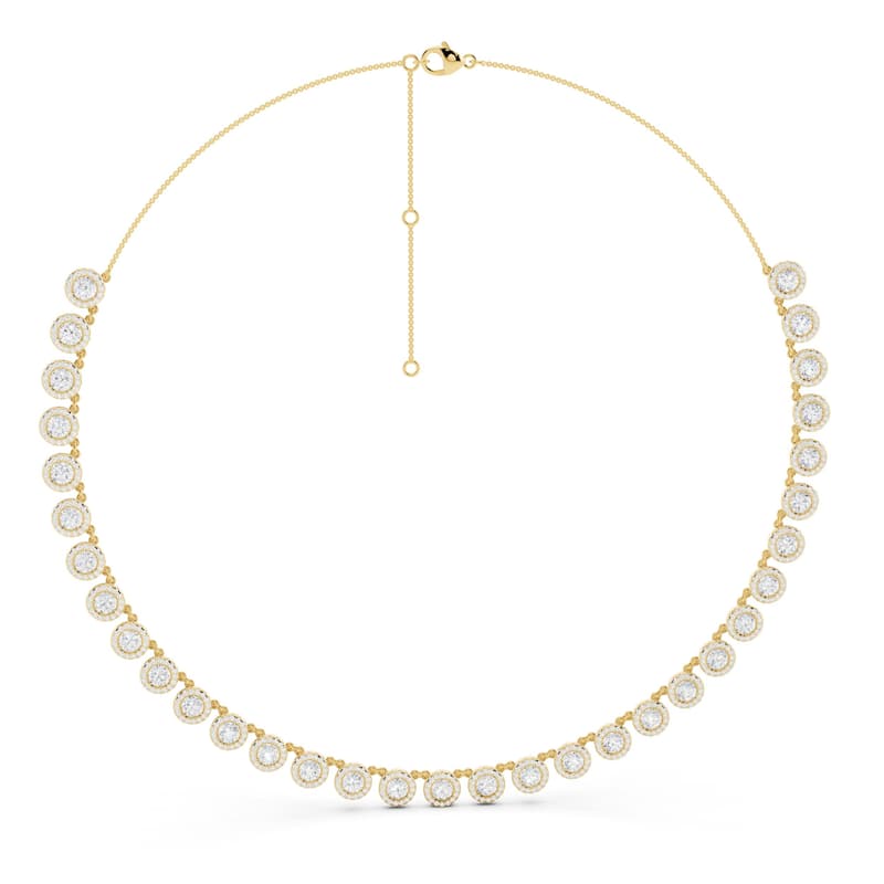 Auriya 14K Gold Lab Grown Round Halo Diamond Choker Necklace 10 2/5 ct. tw. (F-G VS) - Yellow