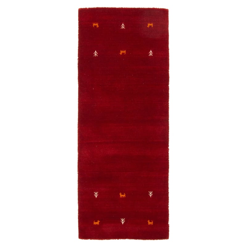 Kashkuli Gabbeh Red Rug 2'6" x 6'5" - 2'6 x 6'5 - Red - 2'6 x 6'5