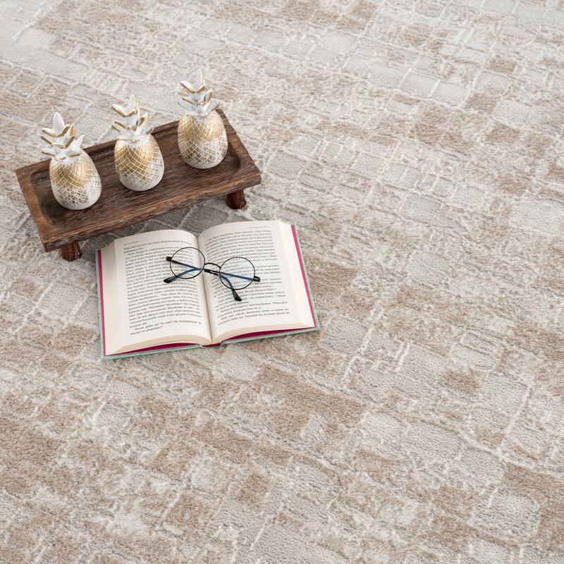 Hauteloom Liverpool Collection Modern Abstract Contemporary Square Tile Area Rug