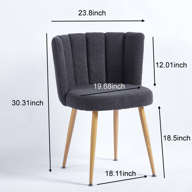 Fabric Dining Chairs Set of 2, Ergonomic Upholstered Kitchen Side Chairs, Accent Chairs with Curved Backrest & Metal Legs