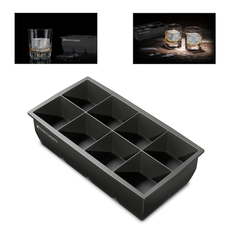 Large Ice Cube Tray - BPA-Free and Flexible Silicone Mold Makes Eight 2x2-Inch Cubes by Home-Complete