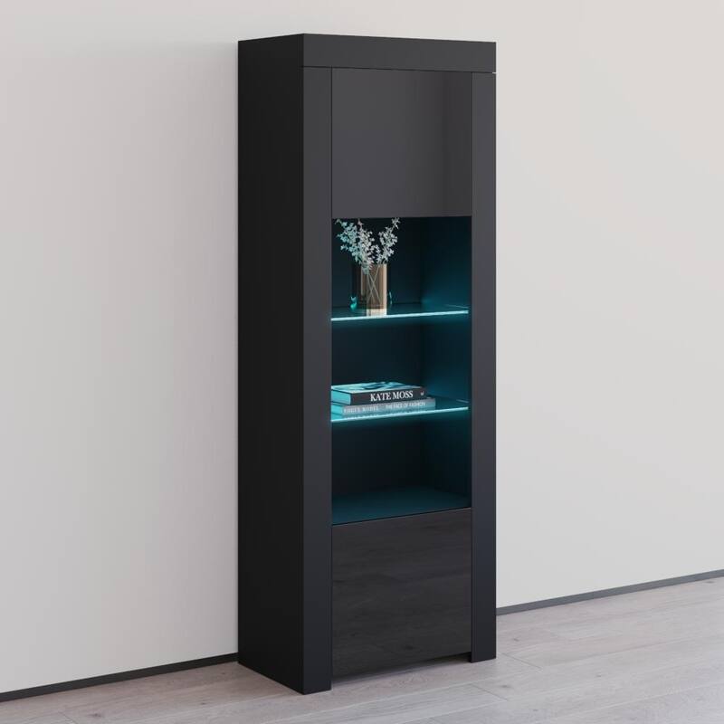 Milano Matte LED Bookcase w/ High-gloss Front