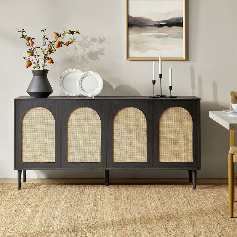 Uirico Multifunctional Buffet Sideboard Cabinet with Rattan Design by HULALA HOME