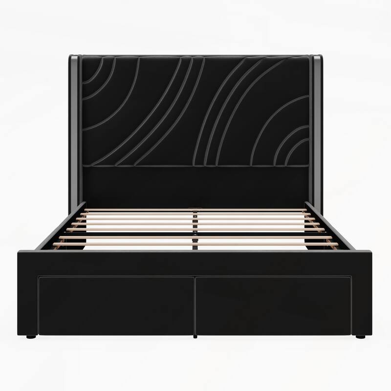 Full Size Modern Upholstered LED Bed Frame