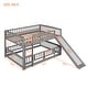 preview thumbnail 25 of 42, Full Over Full Wooden Bunk Bed,Low Bunk Bed with Built-In Ladders and Slides