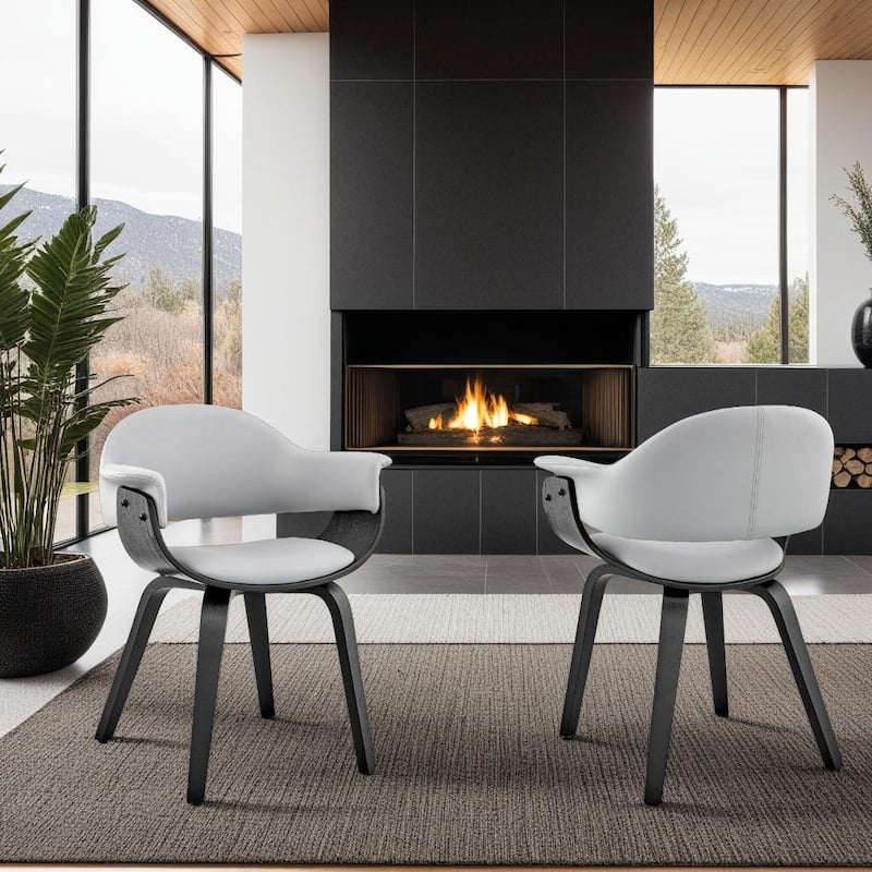 Adalyn Mid Century Modern Faux Leather and Wood Upholstered Dining Chair