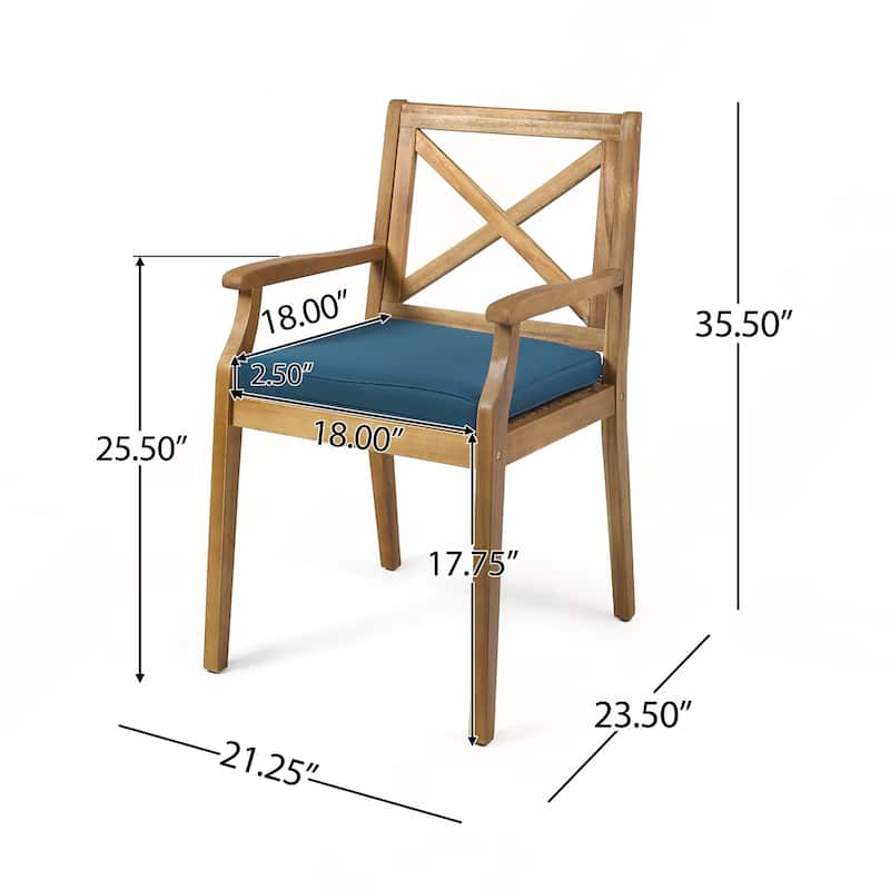 2pcs Dining Chair with with 2 Cushions for Backyard and Garden