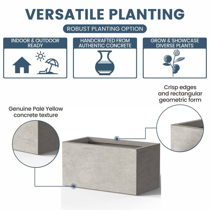 Tall Concrete Rectangle Plant Boxes / Large Indoor and Outdoor Flower Planters